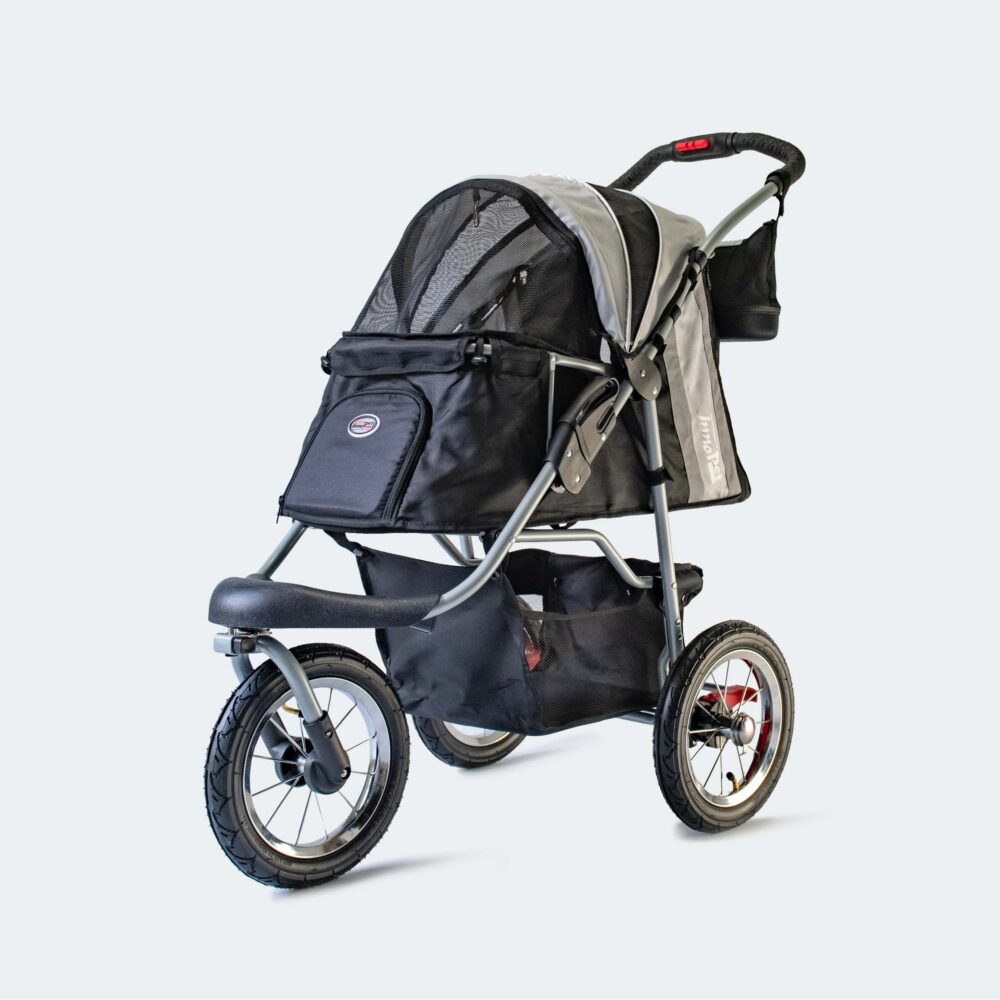 poussette pour chien innopet comfort air eco noir gris, vue de face
