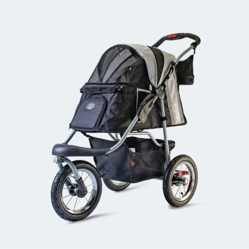 poussette pour chien innopet comfort air eco noir gris, vue de face