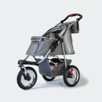 Poussette pour chien InnoPet Comfort Air Eco gris vue de trois quarts cabine ouverte