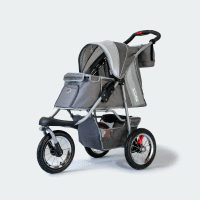 Poussette pour chien InnoPet Comfort Air Eco gris vue de trois quarts maille ouverte