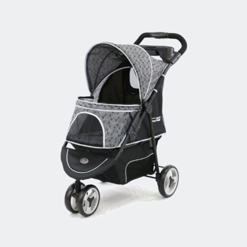 poussette pour chien innopet allure onyx, vue de trois quarts avant