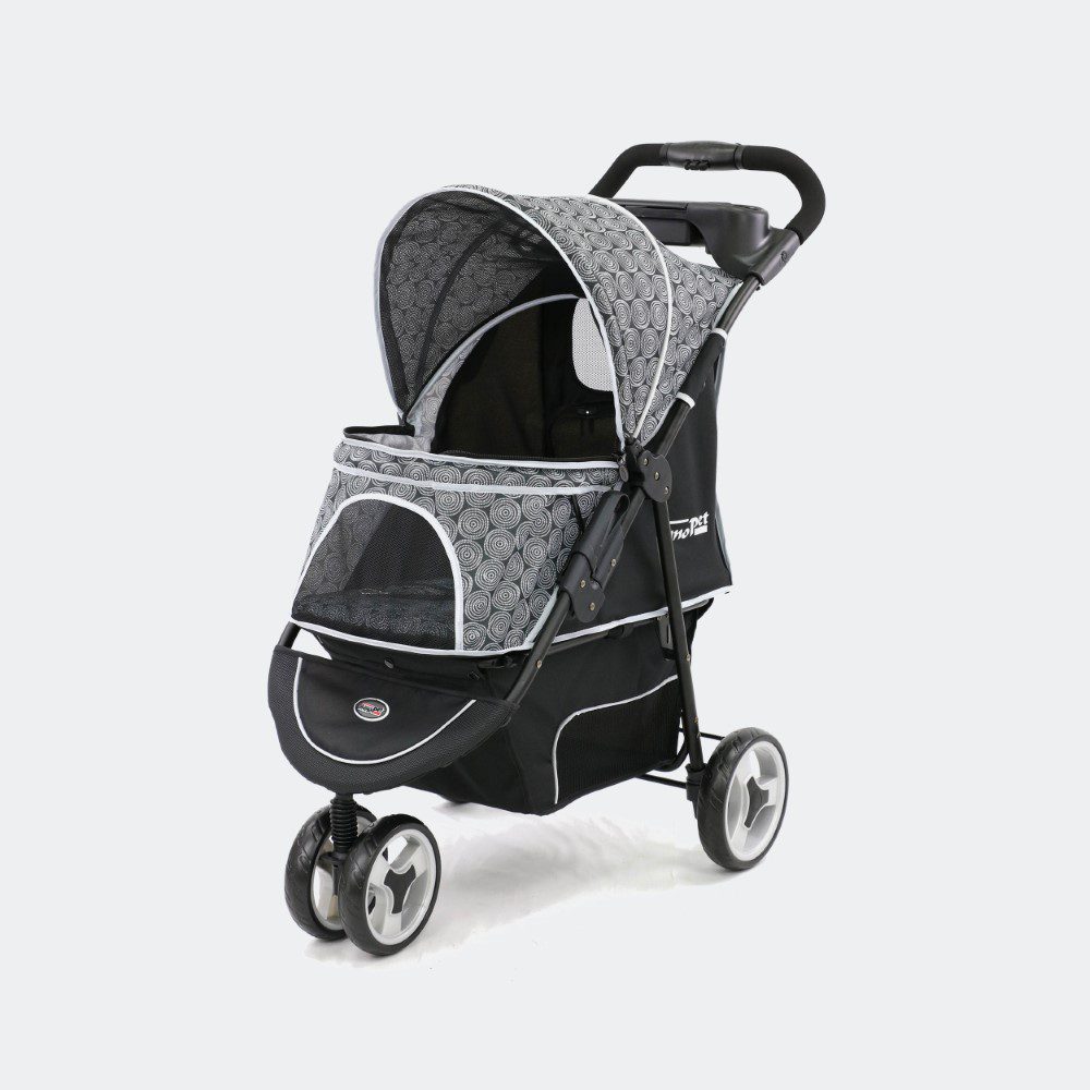 poussette pour chien innopet allure onyx, vue de trois quarts avant