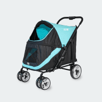 Photo produit de l'InnoPet Mamut Heavy Dog Trailer Ocean Blue, vue de trois quarts maille ouverte