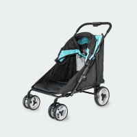 Photo produit de l'InnoPet Mamut Heavy Dog Trailer Ocean Blue, vue de trois quarts cabine entièrement ouverte