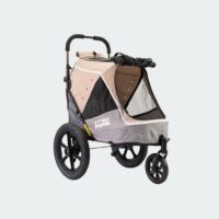 poussette et remorque vélo pour chien innopet sporty evolution latte, vue de trois quarts avant maille ouverte
