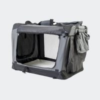 Cage de voyage souple InnoPet grise, vue de face maille ouverte