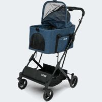 Poussette pour animaux InnoPet deux-en-un compacte, bleue, pour chiens jusqu'à 20 kg