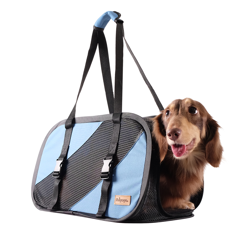 Ibiyaya Flying Pal sac de voyage pliable – sac de transport homologué avion pour chats et petits chiens, bleu