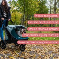 Poussette pour chien InnoPet Noah avec cabine spacieuse, idéale pour les promenades avec votre animal