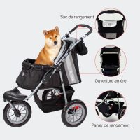 Poussette pour chien InnoPet Comfort EFA noir et argent avec panier de rangement, ouverture arrière et sac de rangement