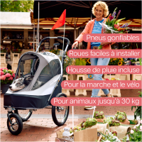 InnoPet Sporty Dog Trailer Deluxe Black Silver Grey, poussette et remorque vélo pour chien