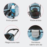 InnoPet Premium Comfort Light Blue avec cabine spacieuse, fermeture sans zip et système de pliage à une main